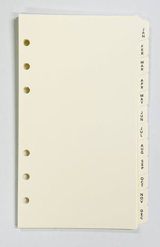 Monthly Tabs:  PC646MM 3-3/4" x 6-3/4" 6-ring Monthly Tabs Refill