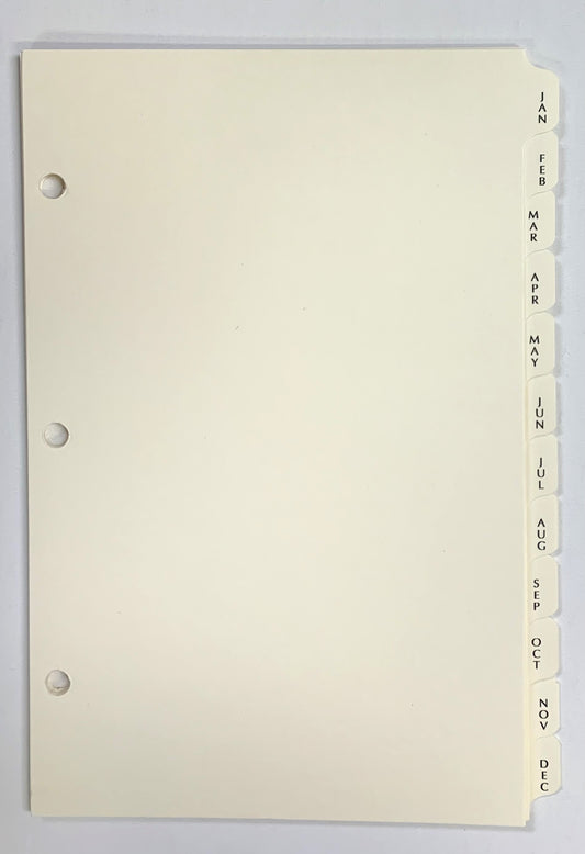 Monthly Tabs: PC82MM3/7 5-1/2" X 8-1/2" 3-ring / 7-ring Monthly Tab Refills