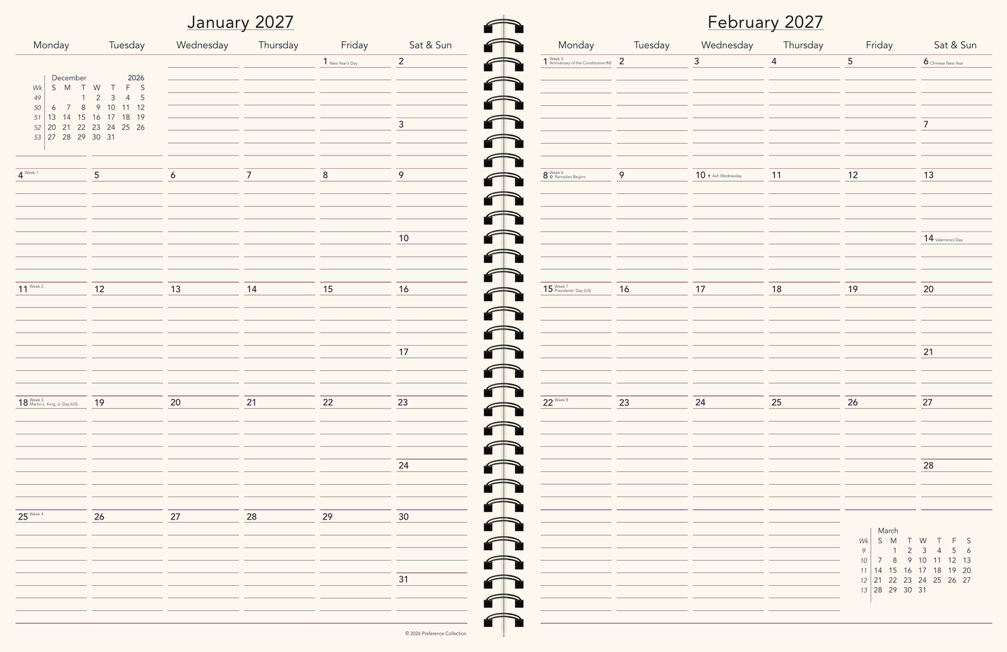 Preference Collection: PD18W 8-1/2" x 11" Wirebound Planner