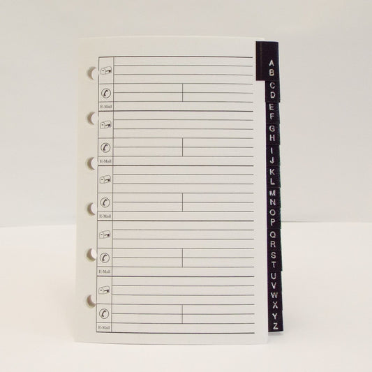 Coach Address Tabs: MA35P6-13 5" X 3-1/8" 6-Ring coach loose leaf refill paper leatherette tabs 6 ring hole punched holes loose leaf leatherette tab tabs a to z alpha alphabet addresses insert inserts refill refills MP35P6 planner organizer desk travel pocket planner at-a-glance bosca Louis Vuitton