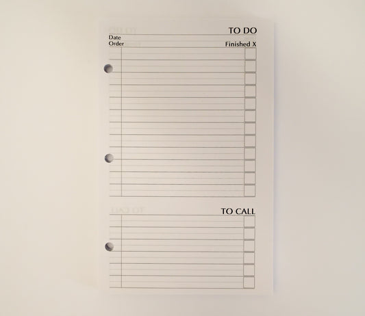 To-do Sheets: MTD58P3 5-1/2" x 8-1/2" 3-ring