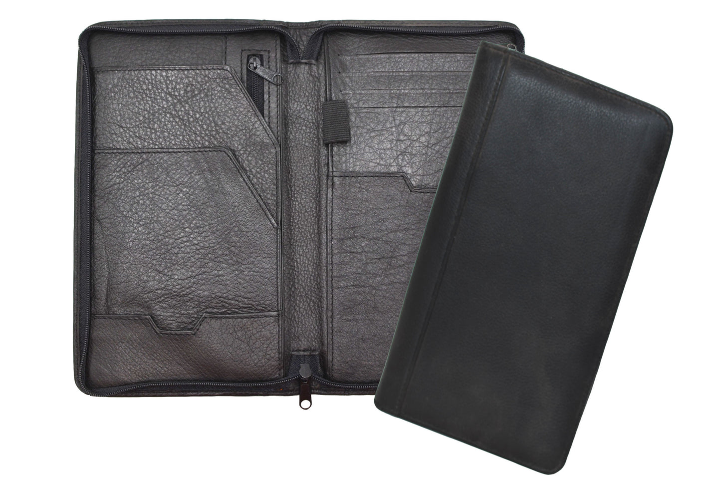 Leather: Zippered Leather Passport Travel Case