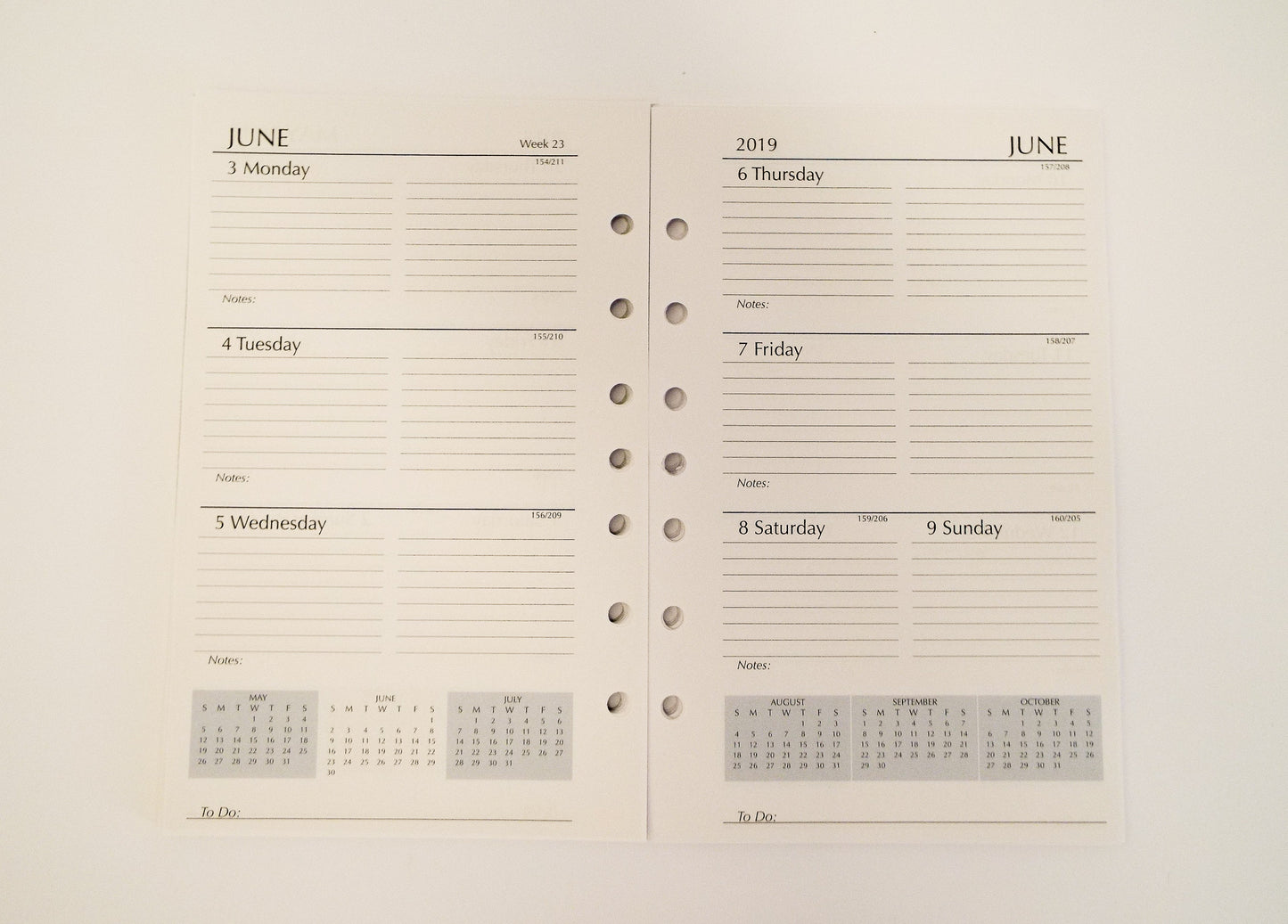 McCarthy Planner- Item MW58P7 12 Month Planner and Address Refill Combo White paper. 8-1/2 x 5-1/2 7 hole. Weekly and Monthly View Format. One planner; with two formats. Also includes Area Codes and Time Zone Map, Important Dates, International Holidays, and Toll-Free Numbers and Web Sites! 48 sheets (96 pages) supplemental section included. The supplemental section has 20 ruled, 24 to-do and 54 address pages. Made in the USA!