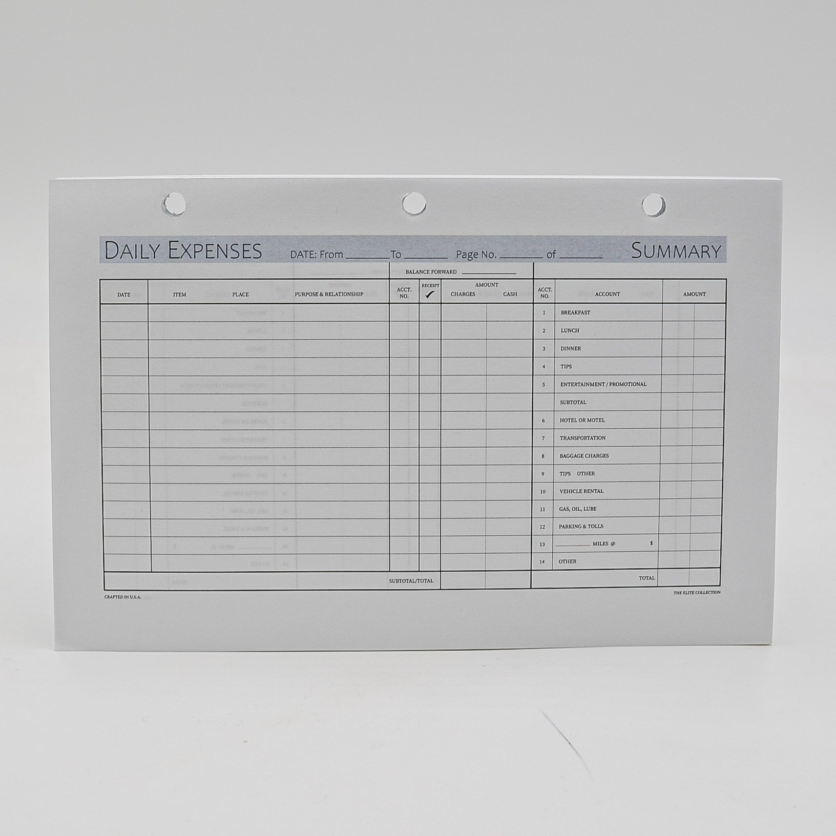 Expense 3 or 7 hole 5-1/2 x 8-1/2 Loose Leaf Sheets: PC82EX7I - REFILL  SERVICES – Refill Services