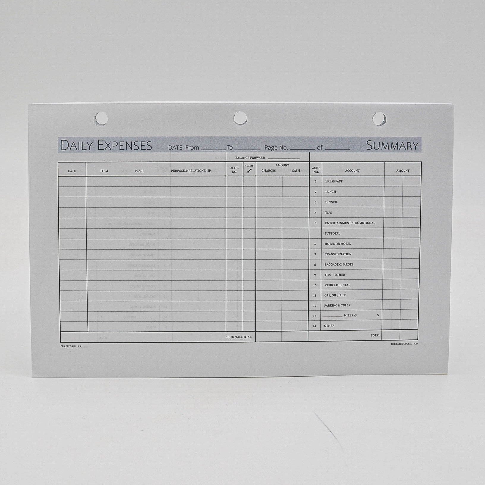 McCarthy Planner- PC82EX Expense Sheets  White & Ivory paper. Size 8-1/2"X 5-1/2" 3-ring or 7-ring 50 Expense Sheets  7-Ring Compatible with: MP58P7, PD827I, MW58P7, MA58P7-13  3-Ring Compatible with: MP58P3, PD8273, MW58P3, MA58P3-13  Made in the USA!
