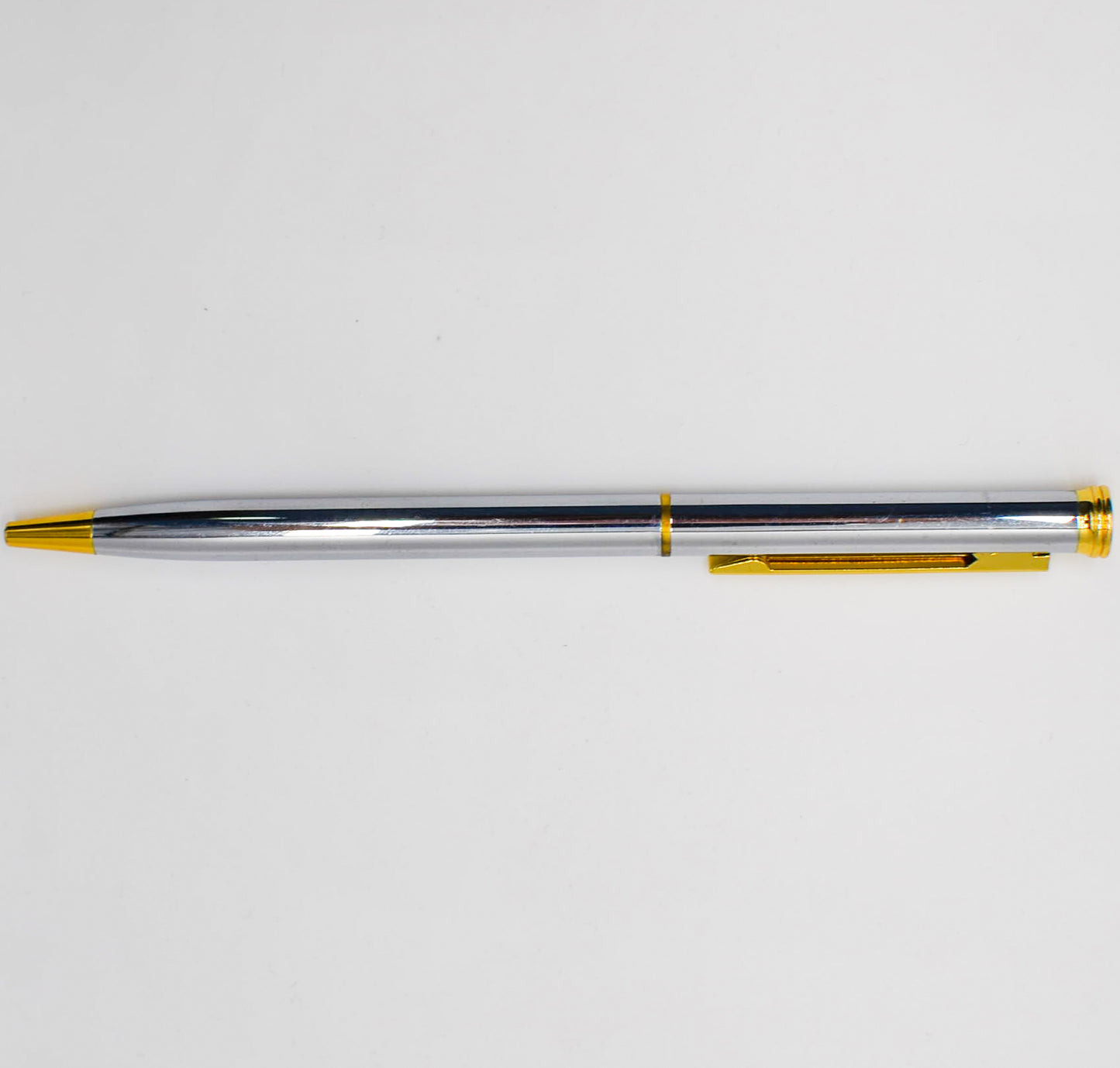 Pens: Silver and Gold Ballpoint Pen with Black Ink