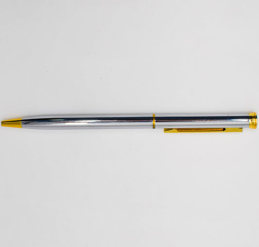 Pens: Silver and Gold Ballpoint Pen with Black Ink