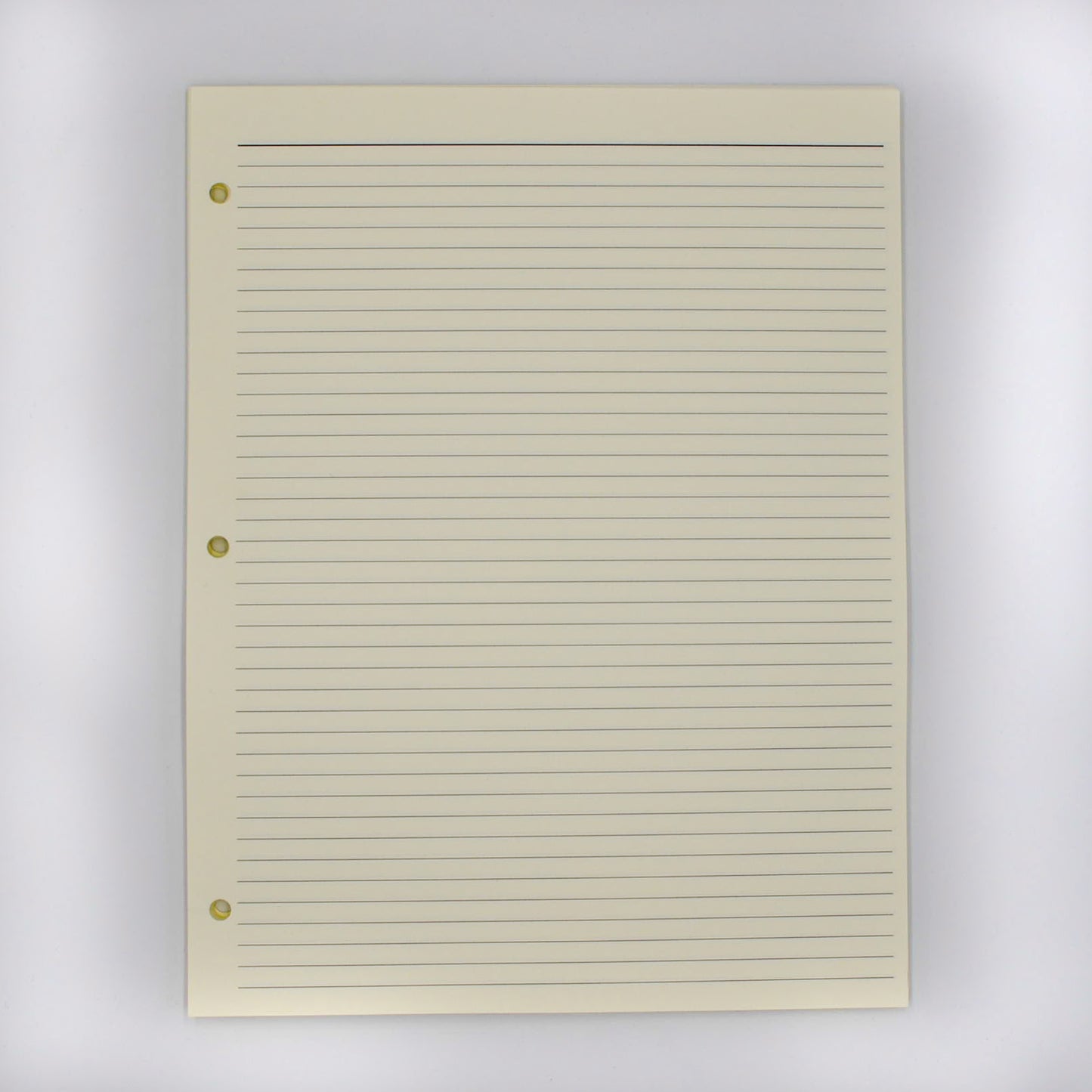 Supplements: 8-1/2 x 11 3-hole Ivory Note Sheets ruled pages off white cream 3 ring binder