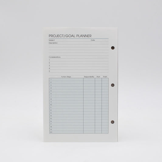 Supplement: Project/Goal Planner 5-1/2 x 8-1/2 3-Hole Loose Leaf Pages