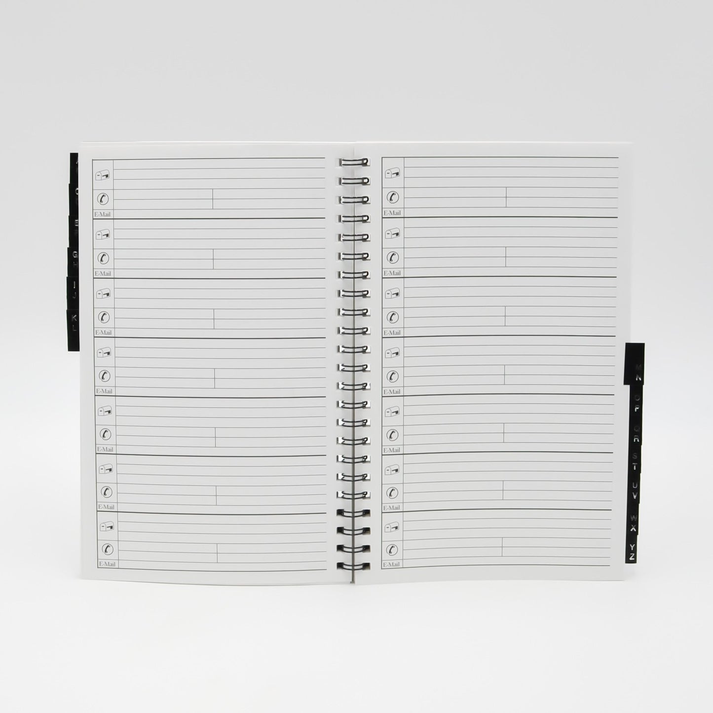 Address Book: MA58W 5 1/2" x 8 1/2" Wirebound refill refills agenda leather insert wired leatherette tabs paper planner made in the USA addresses telephone contacts contact email desk organizer