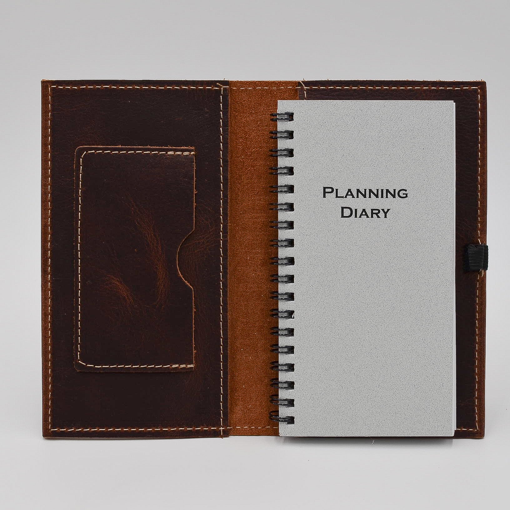 Leather Cover: 391 6 3/4" x 3 3/4" for 3-1/4x6-1/4 wirebound or casebound insert brown