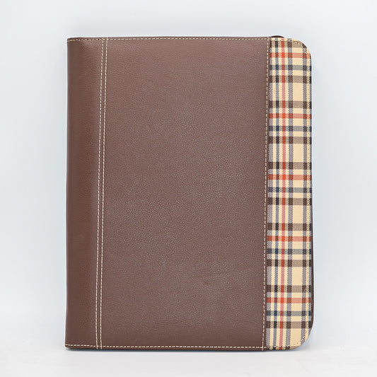 Leather: 102-6 Fabric-Trimmed Leather Zipper Padfolio