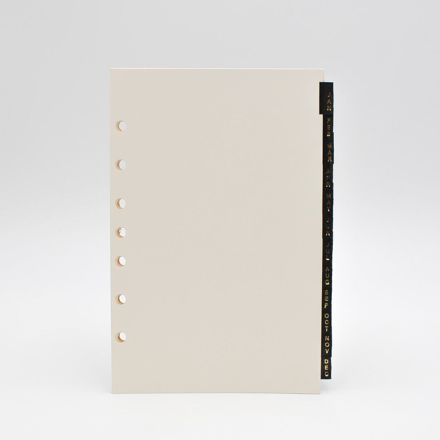 Monthly Tabs: MM58P 5 3/8"x 8 1/2" 12 Month Leatherette Tab Set 3-Hole/7-Hole/16-Hole