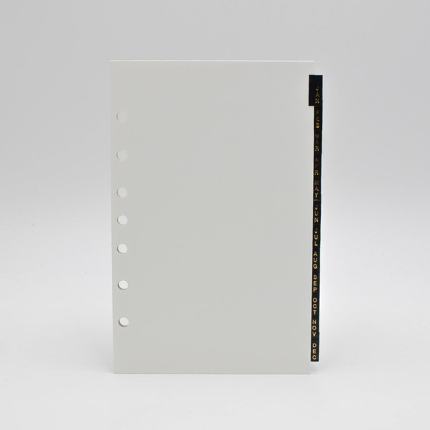 Monthly Tabs: MMT58P7/M 5 3/8"x 8 1/2" 12 Month Leatherette Tab Set 3-Hole/7-Hole/16-Hole