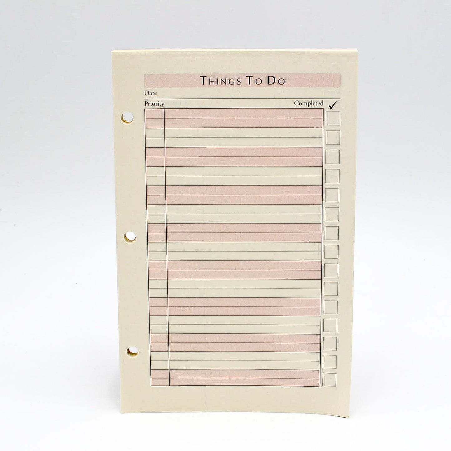 Item PCTD85 To-do Sheets White or Ivory paper. Size 5" x 8" 3-ring or 16-ring To-do Sheets 3-Ring Compatible with: PD853I 16-Ring Compatible with: PD85MI Made in the USA!