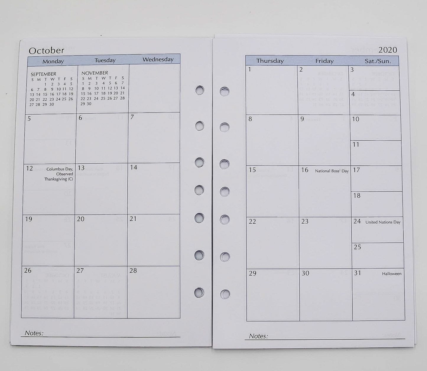 2020 calendar McCarthy Planner- Item MP58P7 12 Month Planner White paper. Size 8-1/2"X 5-1/2" 7 -Ring 144 pages; Weekly and Monthly View Format. One agenda planner; two formats. Also includes a 3 Yearly View, 12 Monthly View, 52 Weekly View. And includes Advance Planning, Important Dates, International Holidays, Birthdays and Anniversaries, Weights and Measures, Weather, Interest Rates, Road and Air Miles...and more! Calendar refill only. Made in the USA! loose leaf paper agenda refill insert organizer