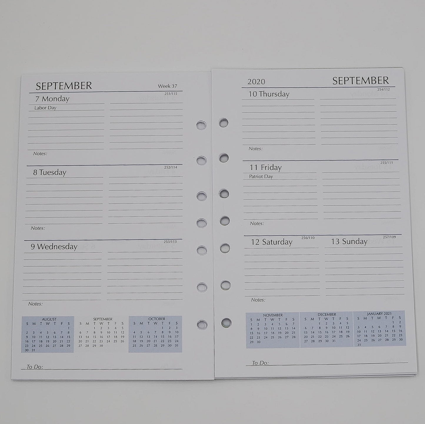 2022 2021 calendar refill McCarthy Planner- Item MP58P7 12 Month Planner White paper. Size 8-1/2"X 5-1/2" 7 -Ring 144 pages; Weekly and Monthly View Format. One agenda planner; two formats. Also includes a 3 Yearly View, 12 Monthly View, 52 Weekly View. And includes Advance Planning, Important Dates, International Holidays, Birthdays and Anniversaries, Weights and Measures, Weather, Interest Rates, Road and Air Miles...and more! Calendar refill only. Made in the USA!