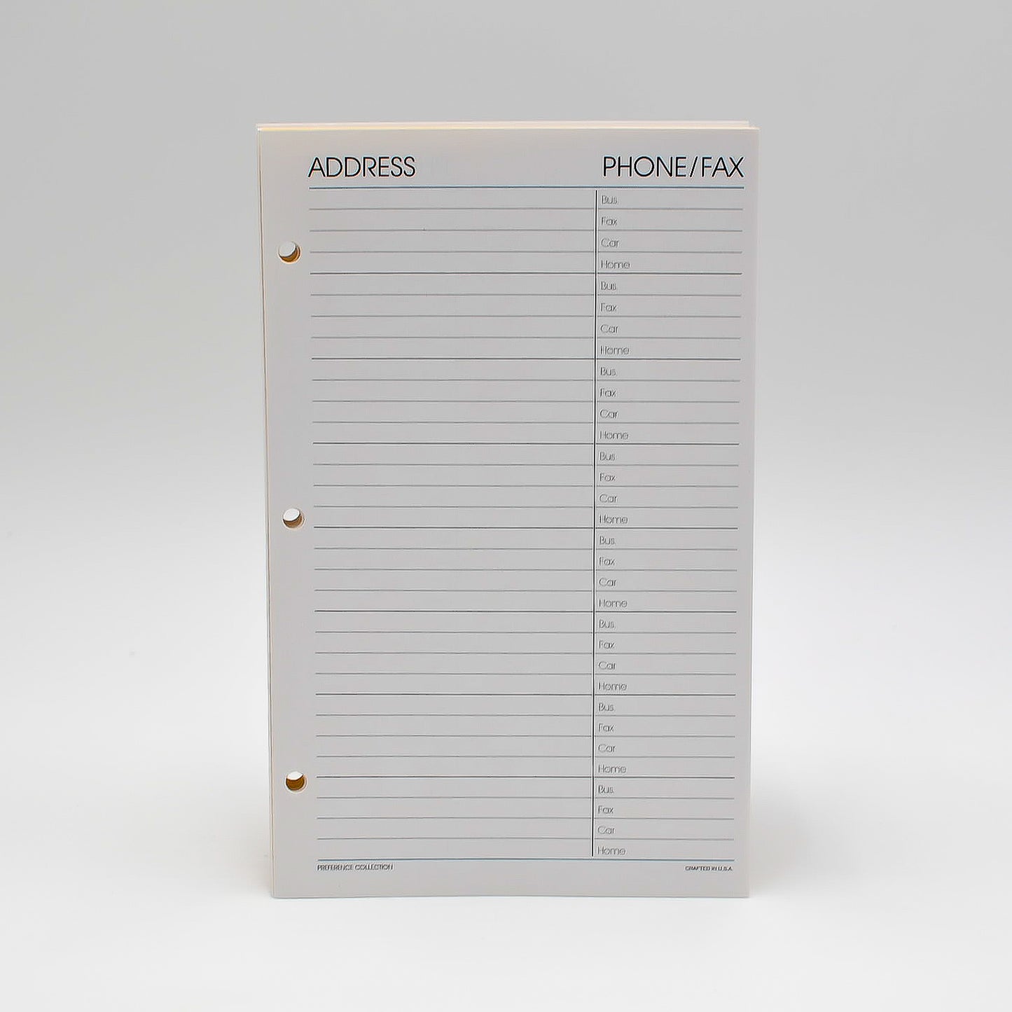 Address Sheets: PC85AD3 8"X 5" 3-ring Telephone Refill Loose Leaf Pages ivory preference collection planner organizer agenda refill insert 3 ring paper gherka bosca buxton phone page sheet 16 hole sheets pages page addresses phone telephone hole punched loose leaf insert inserts refill refills 