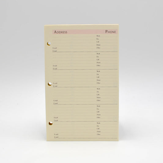 Sungraphix Address Sheets: PC85AD3 8"X 5" 3-ring Telephone Refill Loose Leaf Pages ivory preference collection planner organizer agenda refill insert 3 ring paper gherka bosca buxton phone page sheet louis vuitton pages loose leaf refill refills paper organizer insert inserts