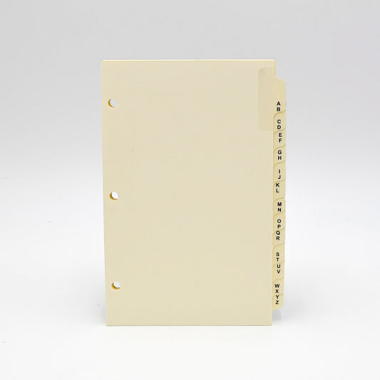 Address Tabs: PC3D853 8"X 5" 3-ring ivory 3 hole loose leaf telephone alpha alphabet laminate tabs