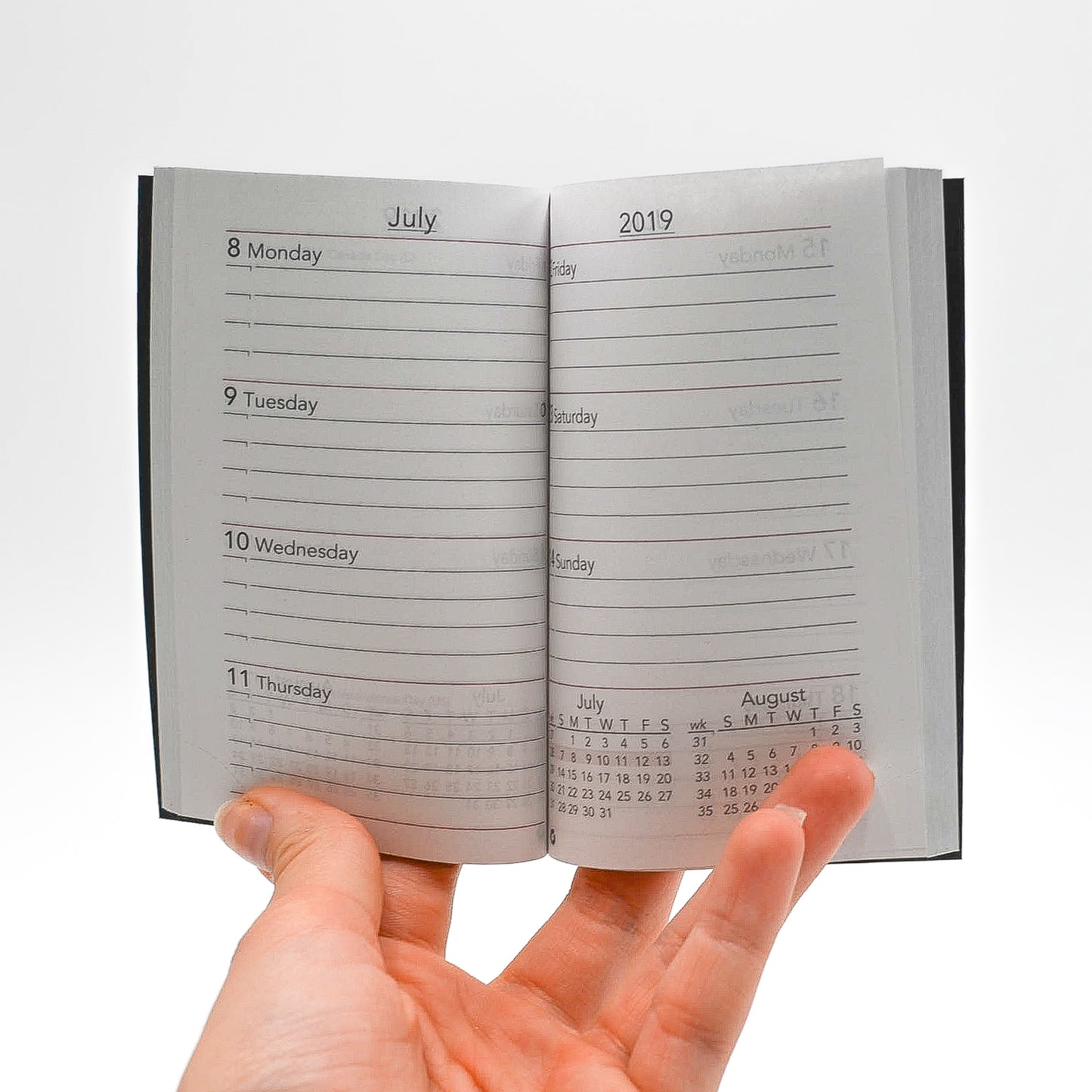 Preference Collection: CPWRX 4 5/16" x 2 13/16" Casebound Planner Sungraphix Bosca paper casebound perfect bound sewn bound calendar organizer weekly 2019 2020 Gherka agenda refill insert black white pocket desk portable