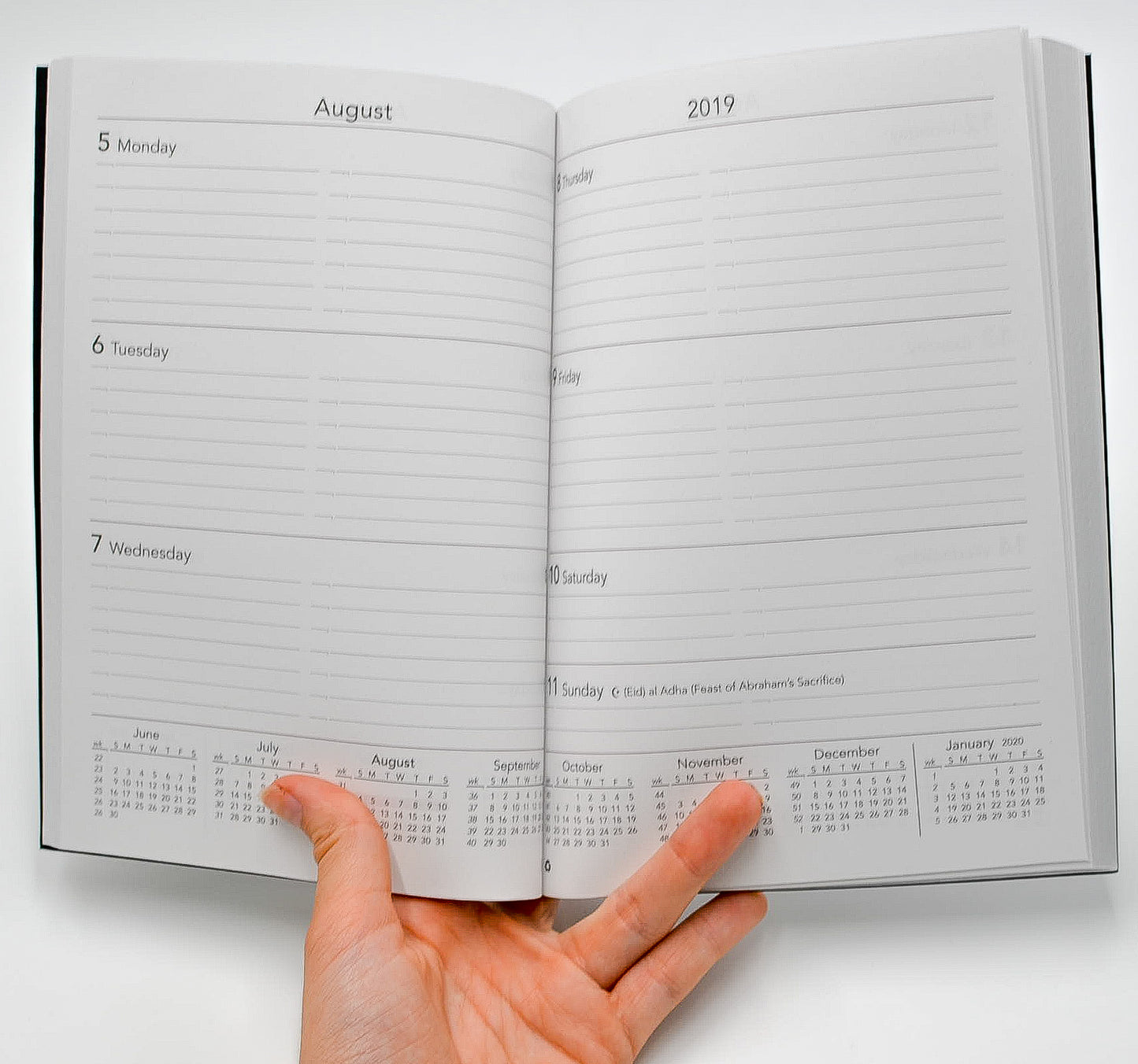 Preference Collection: PDWRX 7 3/4" x 5 1/2" Casebound Planner Sungraphix Bosca paper casebound perfect bound sewn bound calendar organizer weekly 2019 2020 Gherka agenda refill insert black white pocket desk portable