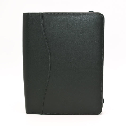 Leather: 5-3/4" x 8" Forest Green Zippered Cover for Wirebound or 6-Hole Insert