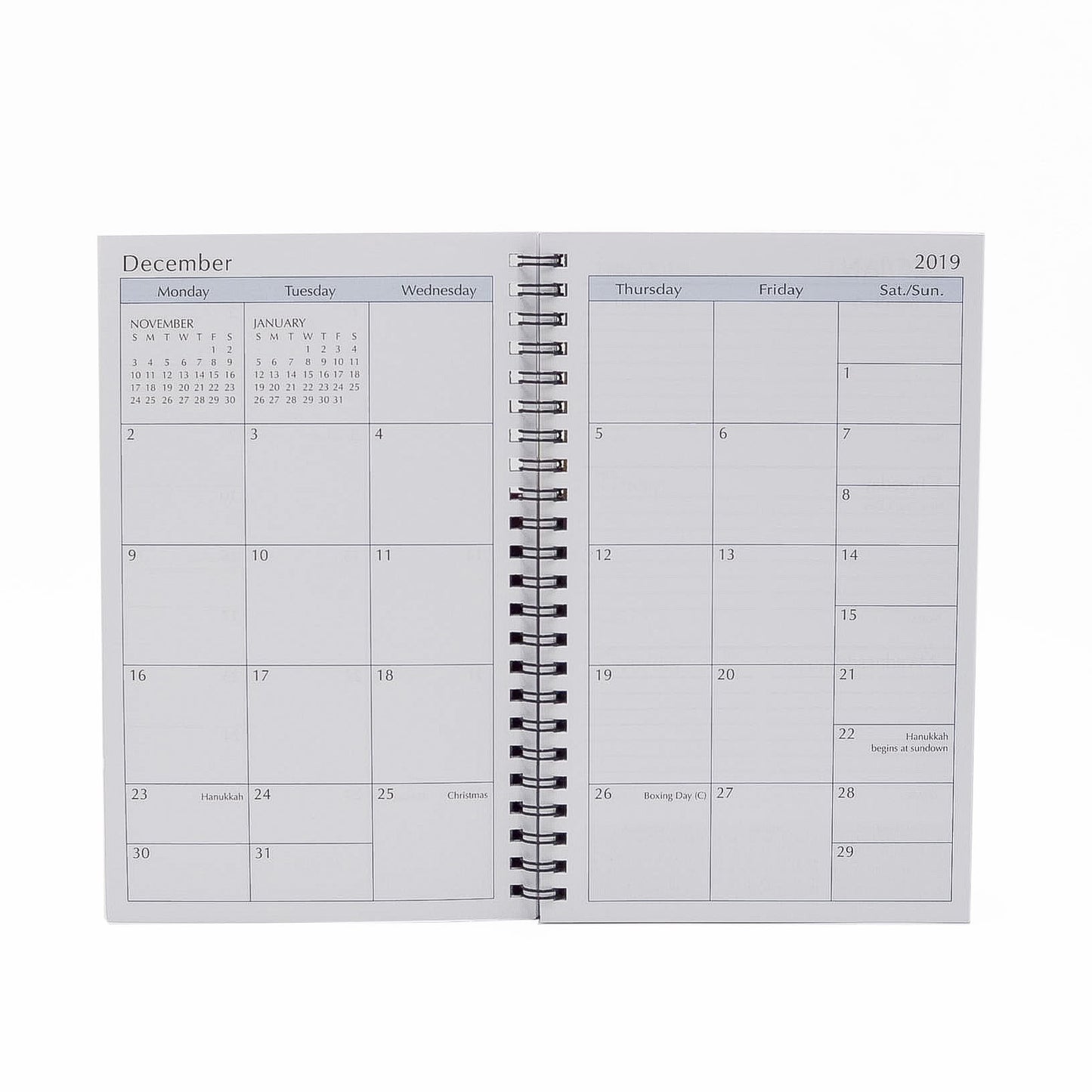 MW58W This wirebound 2021 or 2022 calendar, 5" x 8" refill has a month-at-a-view portion in the front of the book and a week-at-a-view portion in the back.