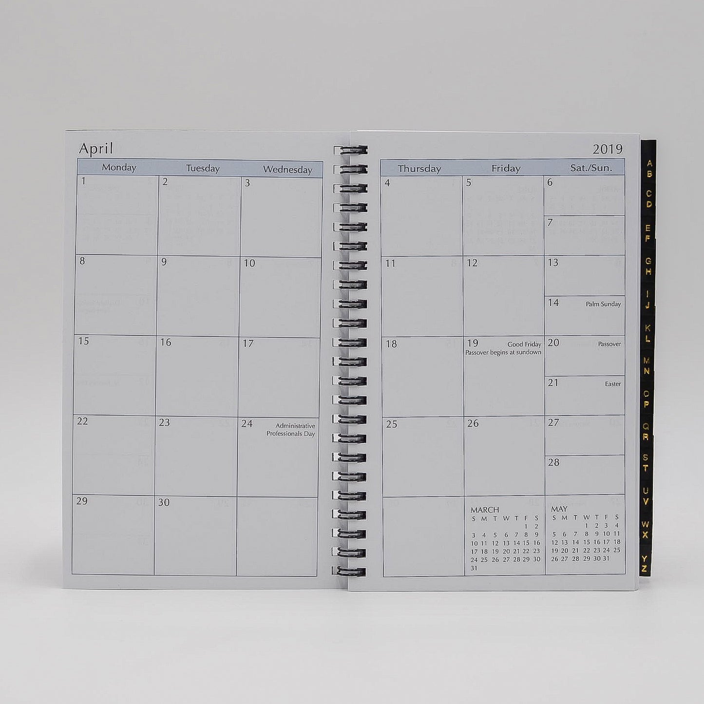 MWA58W 5 X 8 WIREBOUND MONTHLY WEEKLY CALENDAR PLANNER REFILL ADDRESS TABS COMBO WHITE