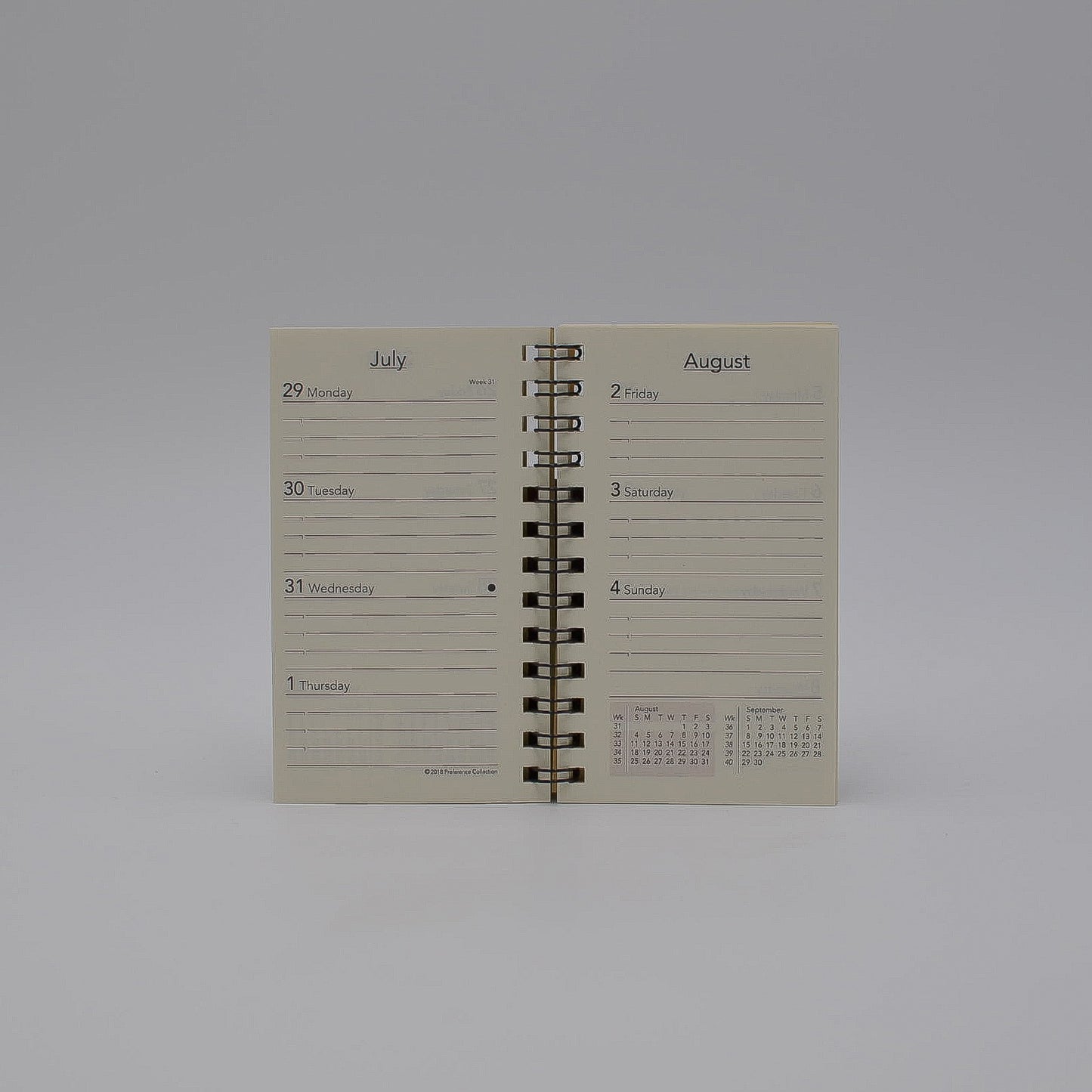Preference Collection: PD42WI 2-1/2x4-1/2 Wirebound Planner monthly weekly calendar for 2019 or 2020 ivory wired