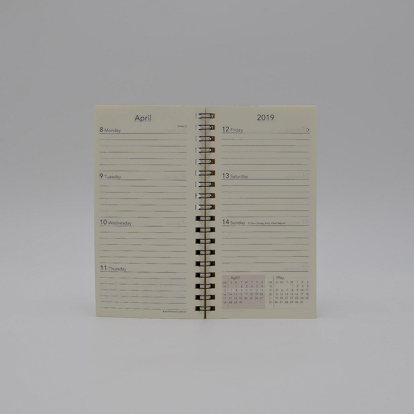 Preference Collection: PD61WI 3-1/4x6-1/4 Wirebound Planner monthly weekly calendar for 2019 or 2020 ivory wired