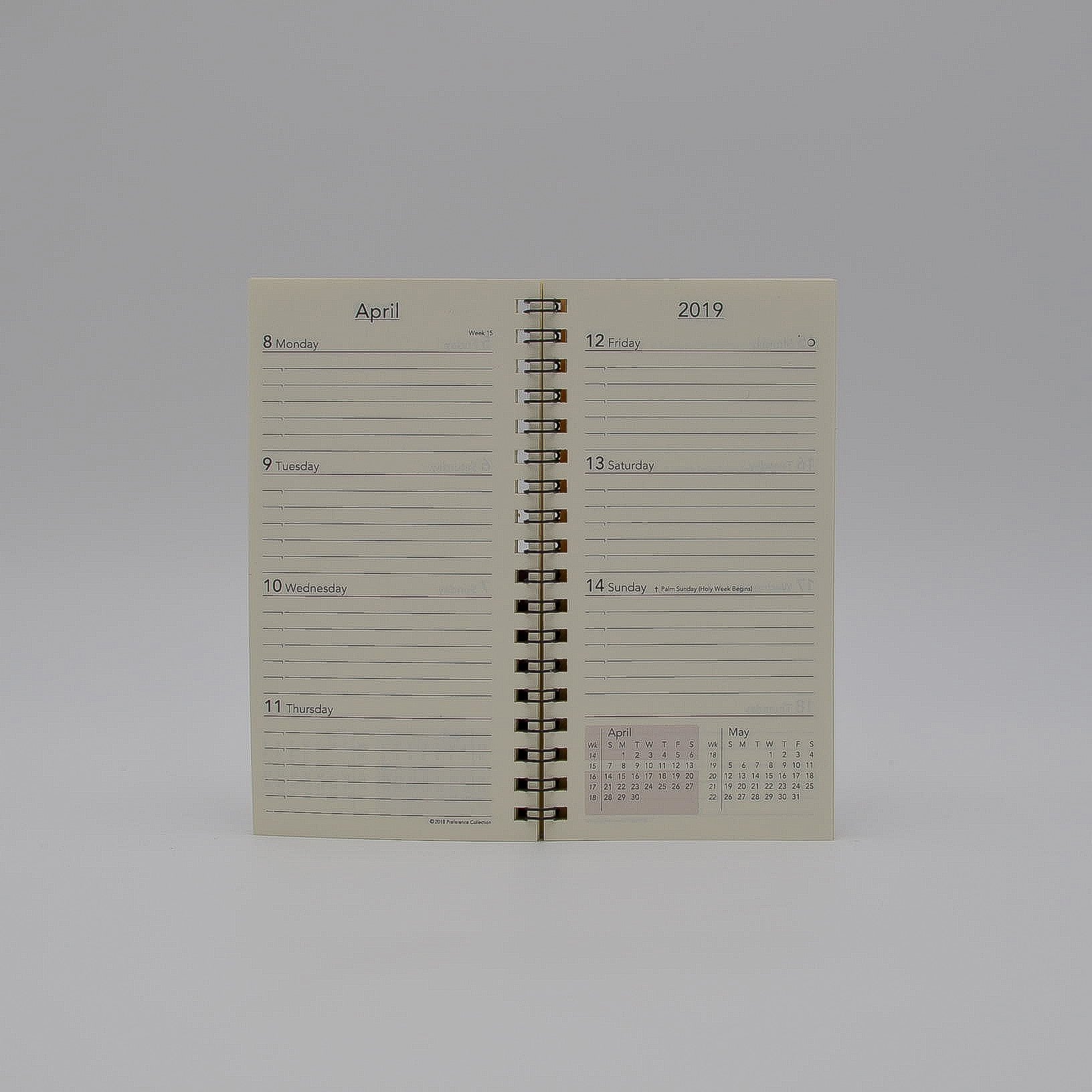 Preference Collection: PD61WI 3-1/4x6-1/4 Wirebound Planner monthly weekly calendar for 2019 or 2020 ivory wired