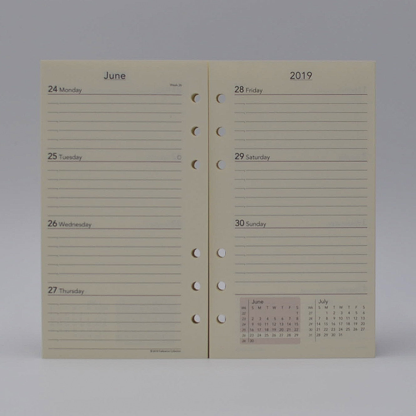 Preference Collection: PD646I 6-3/4x3-3/4 6-hole Planner monthly weekly calendar for 2019 or 2020 ivory loose leaf