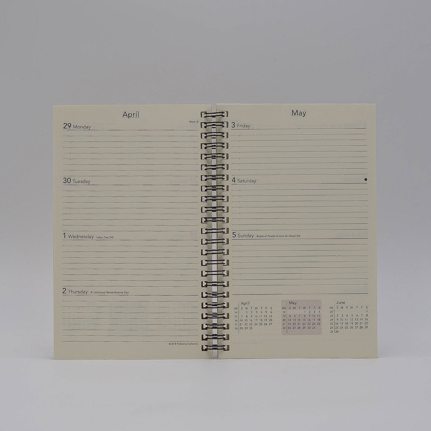 Preference Collection: PD85WI 8 x 5 Wirebound Planner monthly weekly calendar for 2019 or 2020 ivory wired