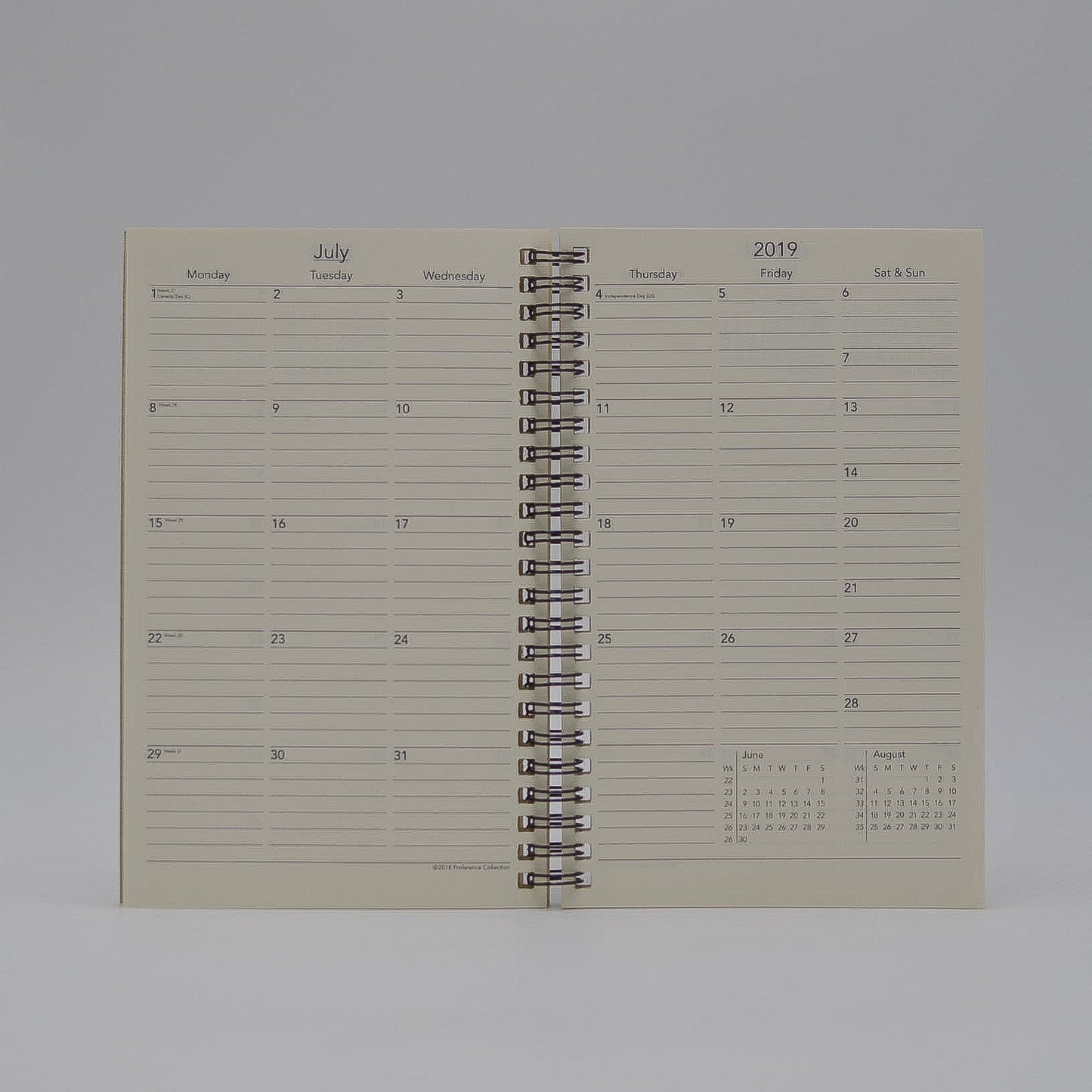 Preference Collection: PD85WI 8 x 5 Wirebound Planner monthly weekly calendar for 2019 or 2020 ivory wired