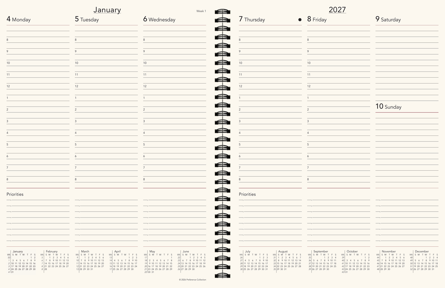 Preference Collection: PD18W 8-1/2" x 11" Wirebound Planner