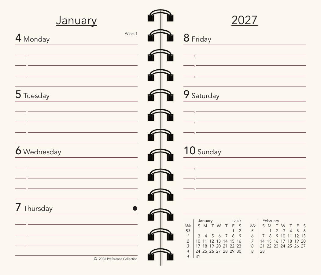 Preference Collection: PD42W 2-5/8" x 4-1/2" Wirebound Planner