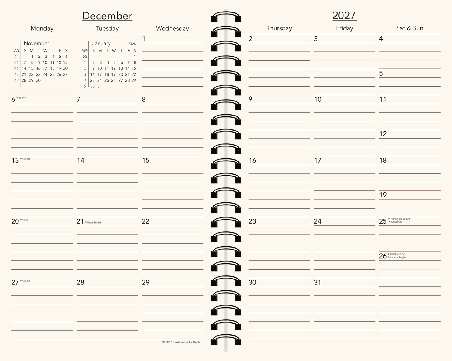Preference Collection: PD85W 5" x 8" Wirebound Planner