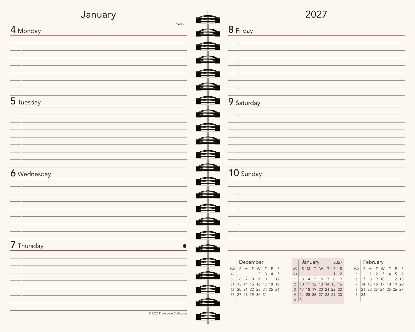 Preference Collection: PD85W 5" x 8" Wirebound Planner