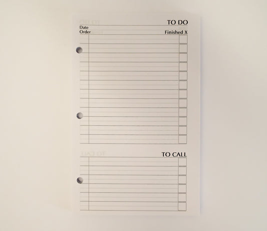 To-do Sheets: TD58P3 5-1/2" x 8-1/2" 3-ring