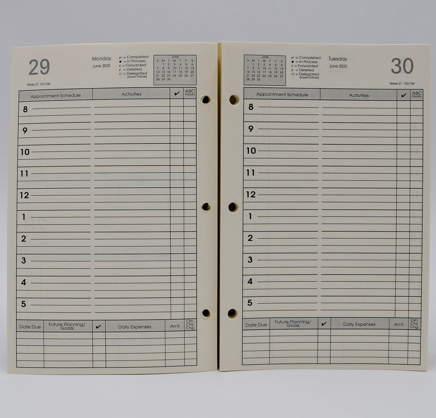 DD823W 8-1/2 x 5-1/2 3-hole punch Daily Planner preference collection 3 ring loose leaf sungraphix sun graphix tumi agenda ghurka desk calendar planner planning diary 
