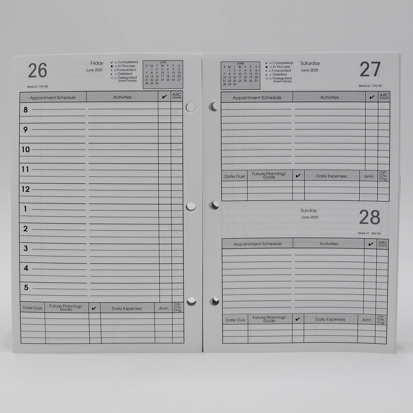 DD823W 8-1/2 x 5-1/2 3-hole punch Daily Planner preference collection 3 ring loose leaf sungraphix sun graphix tumi agenda ghurka desk calendar planner planning diary 