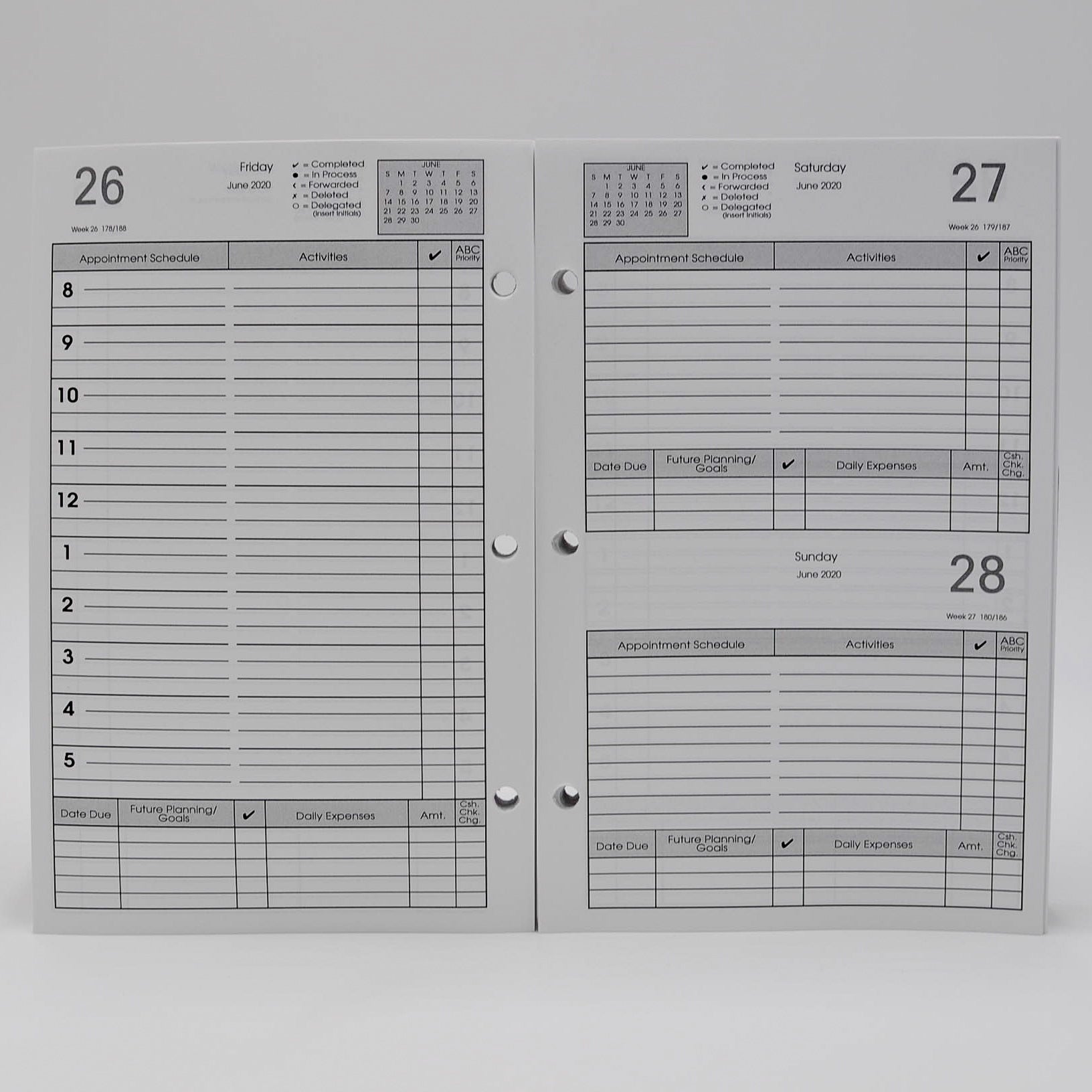 DD823W 8-1/2 x 5-1/2 3-hole punch Daily Planner preference collection 3 ring loose leaf sungraphix sun graphix tumi agenda ghurka desk calendar planner planning diary 