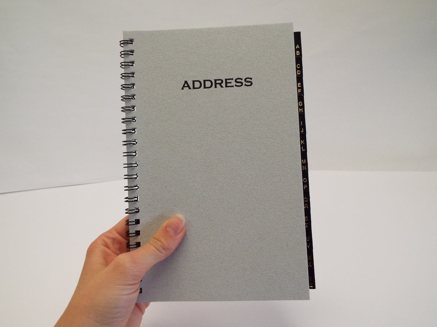 Address Book: MA58W 5 1/2" x 8 1/2" Wirebound refill refills agenda leather insert wired leatherette tabs paper planner made in the USA addresses telephone contacts contact email desk organizer 