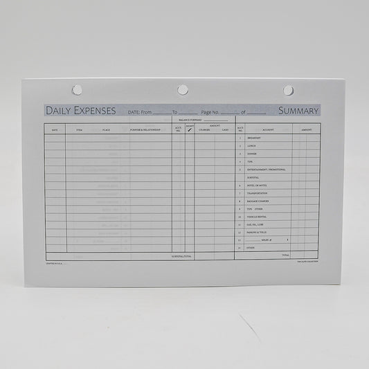 McCarthy Planner- PC82EX Expense Sheets  White & Ivory paper. Size 8-1/2"X 5-1/2" 3-ring or 7-ring 50 Expense Sheets  7-Ring Compatible with: MP58P7, PD827I, MW58P7, MA58P7-13  3-Ring Compatible with: MP58P3, PD8273, MW58P3, MA58P3-13  Made in the USA!