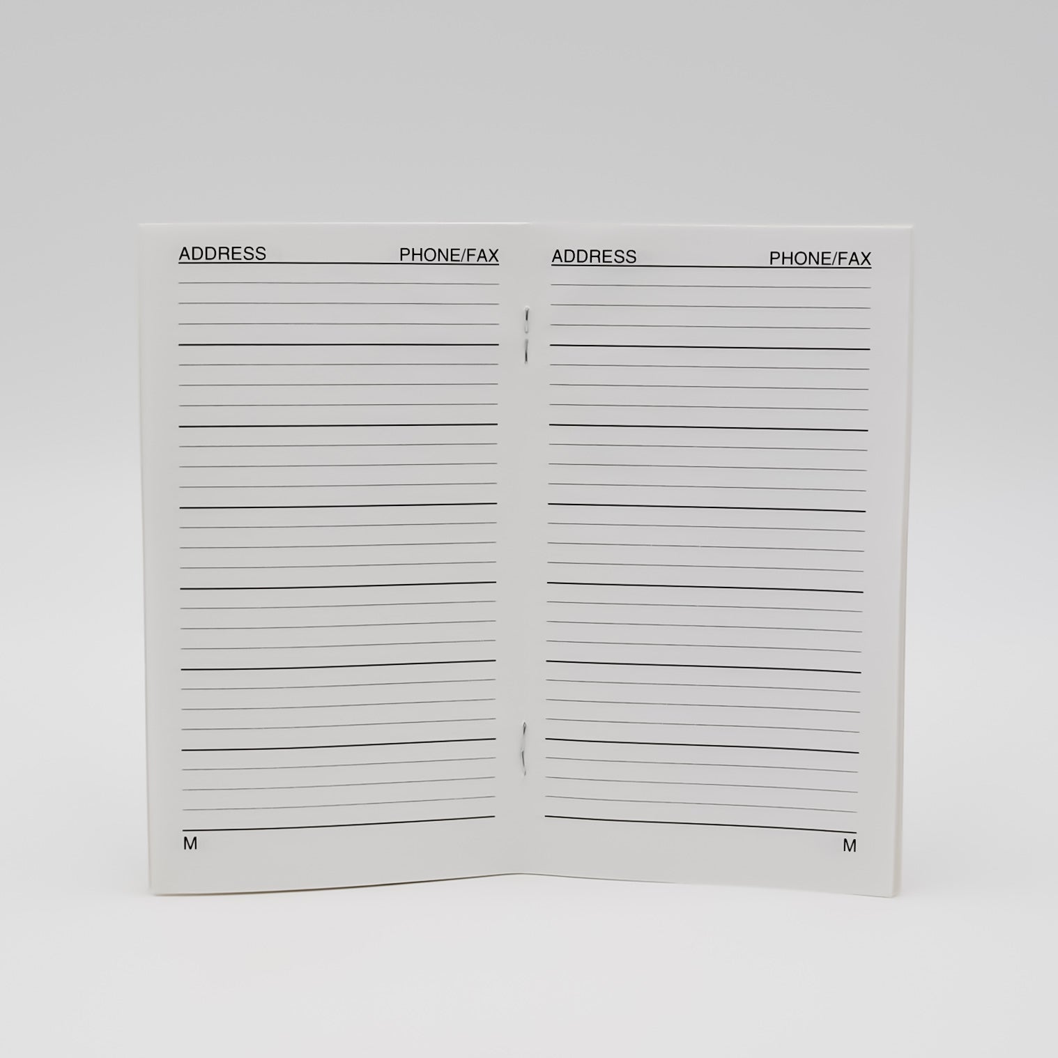 Address: 3-1/8 x 6-3/8 Telephone Staple Bound Book  Address/Telephone book organizer with white cover and 32 pages, 16 sheets ruled insert refill pages