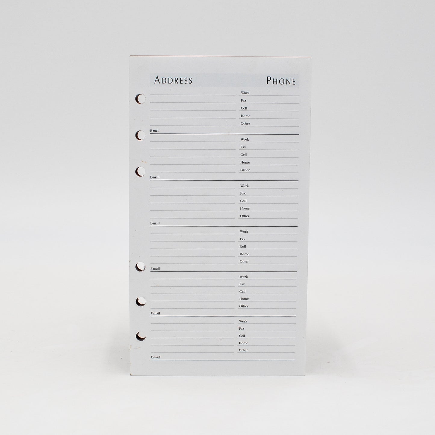 Louis Vuitton Address Sheets: A6 A5 64AD-I 6-3/4" X 3-3/4" 6-Ring Loose Leaf Telephone Refill sungraphix bosca 6 hole ivory sheets preference addresses contacts contact information organizer planner phone looseleaf loose leaf hole punched desk binder inserts insert calendar agenda 3x6 3 x 6 inches