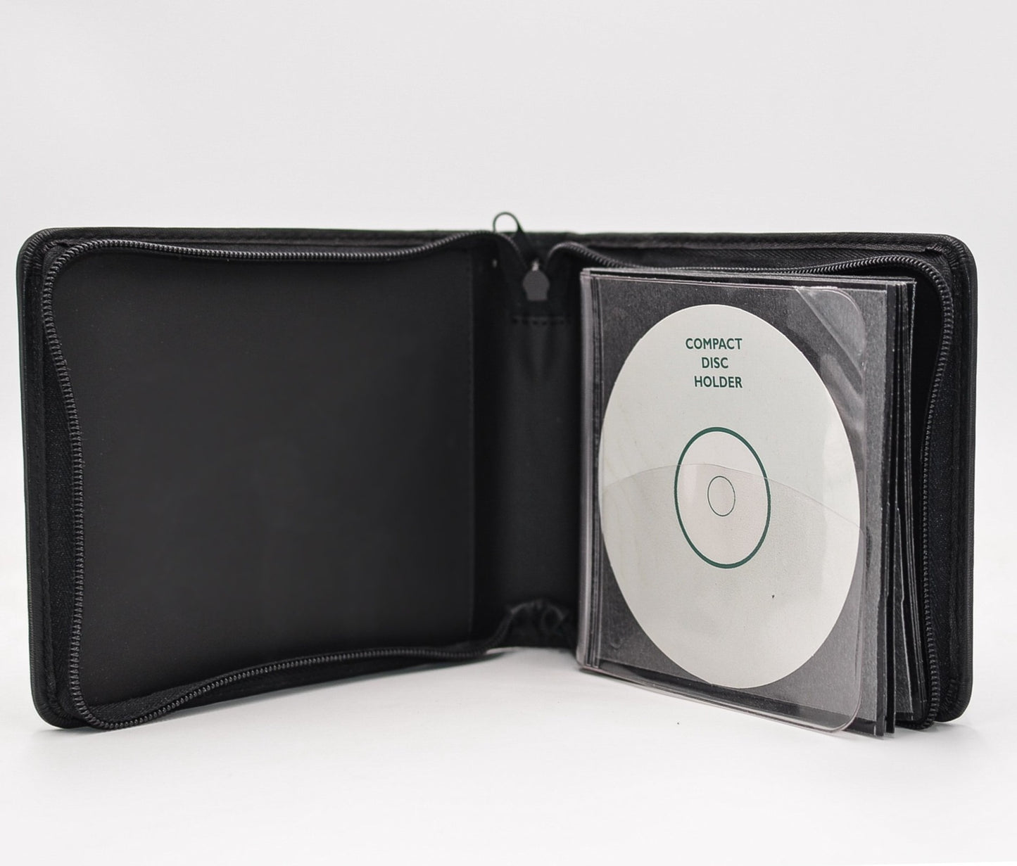 Leather CD DISC holder folder zipper zippered pouch carrier