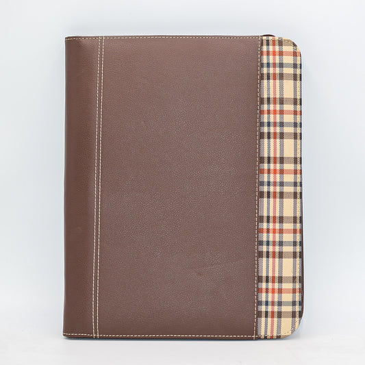 Leather: Fabric-Trimmed Leather Zipper Padfolio