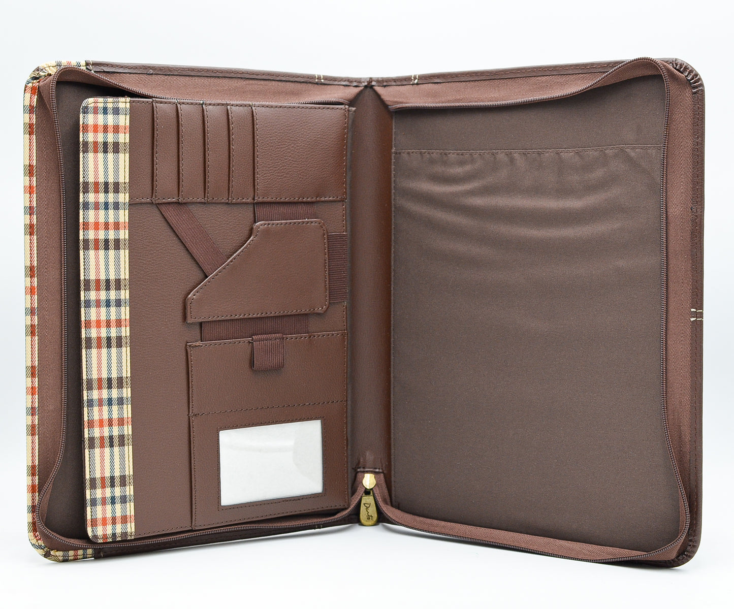 Leather: Fabric-Trimmed Leather Zipper Padfolio
